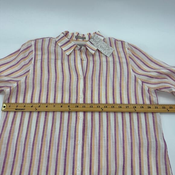 New CHICO's Linen Shirt Women Size 1 / US M Button Front  Lightweight 3/4 Sleeve - Picture 6 of 8